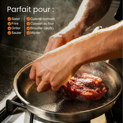 Set Pro de poêle en titane martelé avec ustensiles